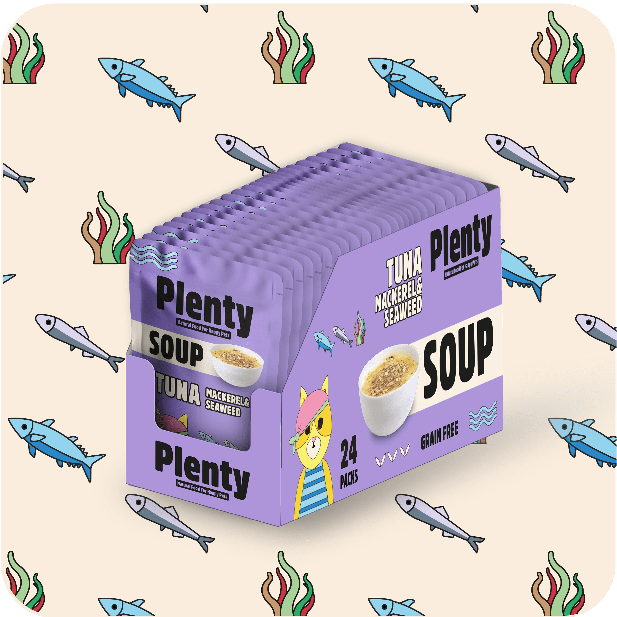 ATÚN, CABALLA Y ALGAS SOPA PARA GATOS